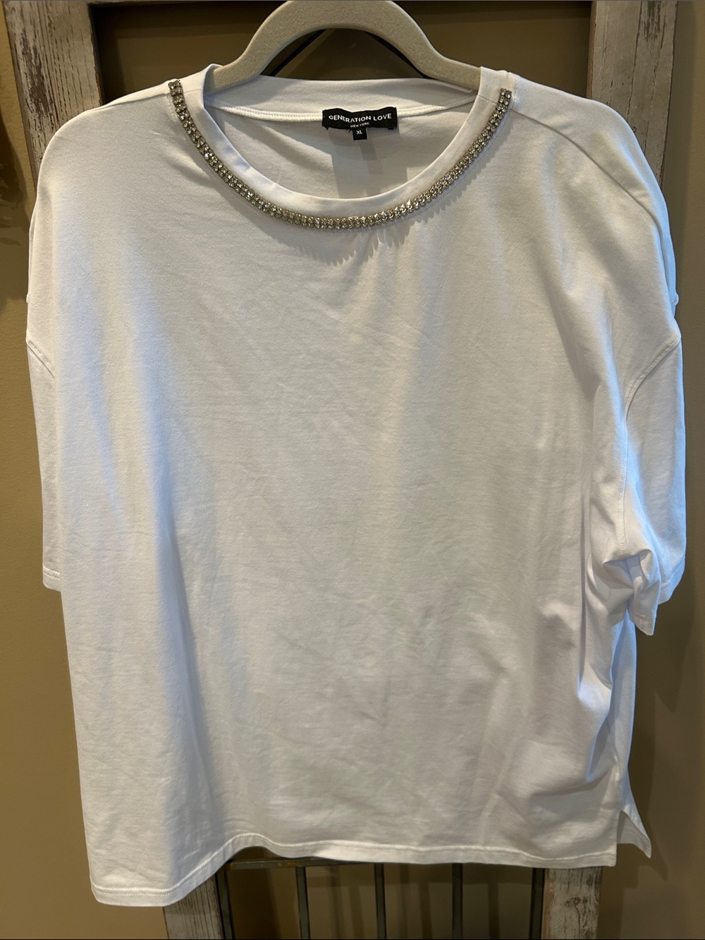 Generation Love White Crystal-Trim Short Sleeve Tee